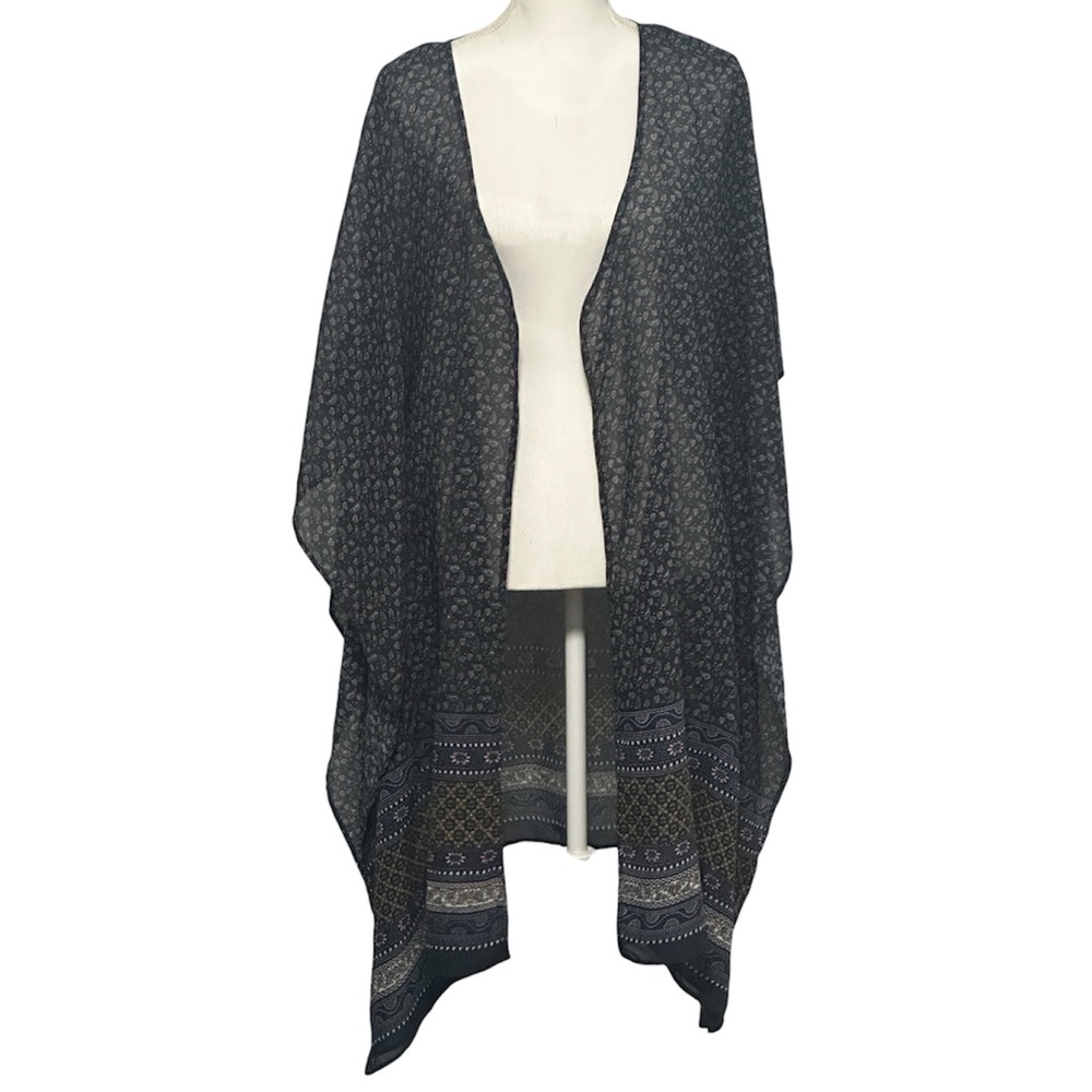 Patrons of Peace Navy Blue Floral Paisley Kimono Top NWOT